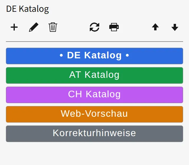 D7versions-Panel in InDesign: eine Layerversion ist aktiv, die übrigen bleiben sichtbar.