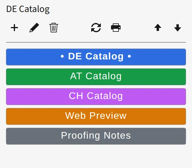 D7versions panel in InDesign: one layer version is active, the others stay visible.