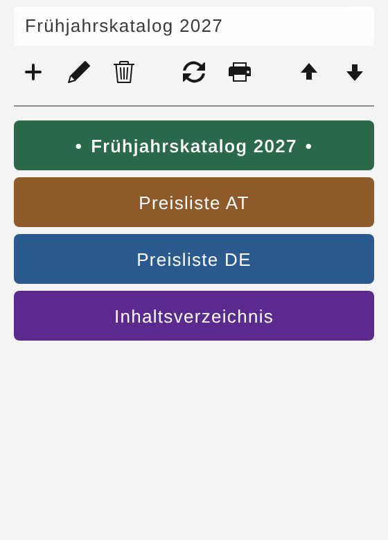 Panel „D7versions“ in Adobe InDesign, angedockt, mit farbigen Versions-Schaltflächen