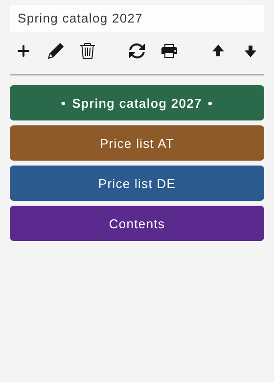 Docked “D7versions” panel in Adobe InDesign, with colored version buttons