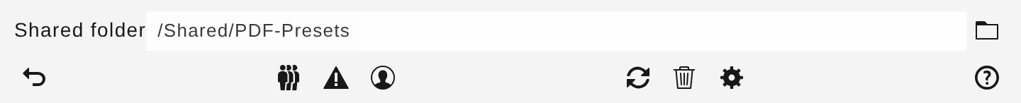 Toolbar with path, folder icon, three filters, Refresh, Clean up, Settings, Help